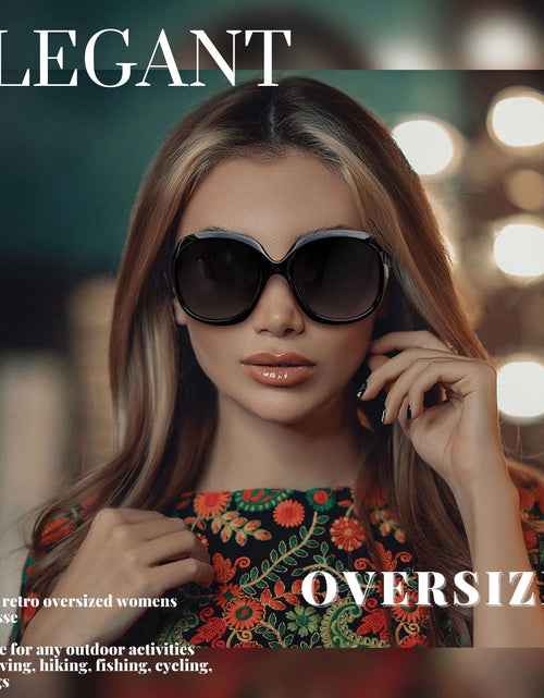 Load image into Gallery viewer, Polarized Sunglasses for Women, Ladies Wide Frame Sun Glasses UV Blocking (Black Purple)
