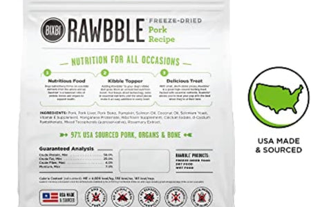 Liberty Freeze-Dried Dog Food Topper & Treats, Pork – 97% Meat & Organs, No Refrigeration – USA Made, 12 Oz