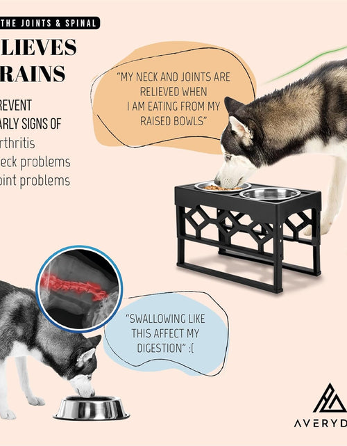 Load image into Gallery viewer, Elevated Dog Bowls, 4 Height Adjustable Stand for Medium and Large Dogs, Raised Dog Feeder Holder with 2 Stainless Steel Food and Water Bowls, Anti-Slip Base Tall Feeding Station
