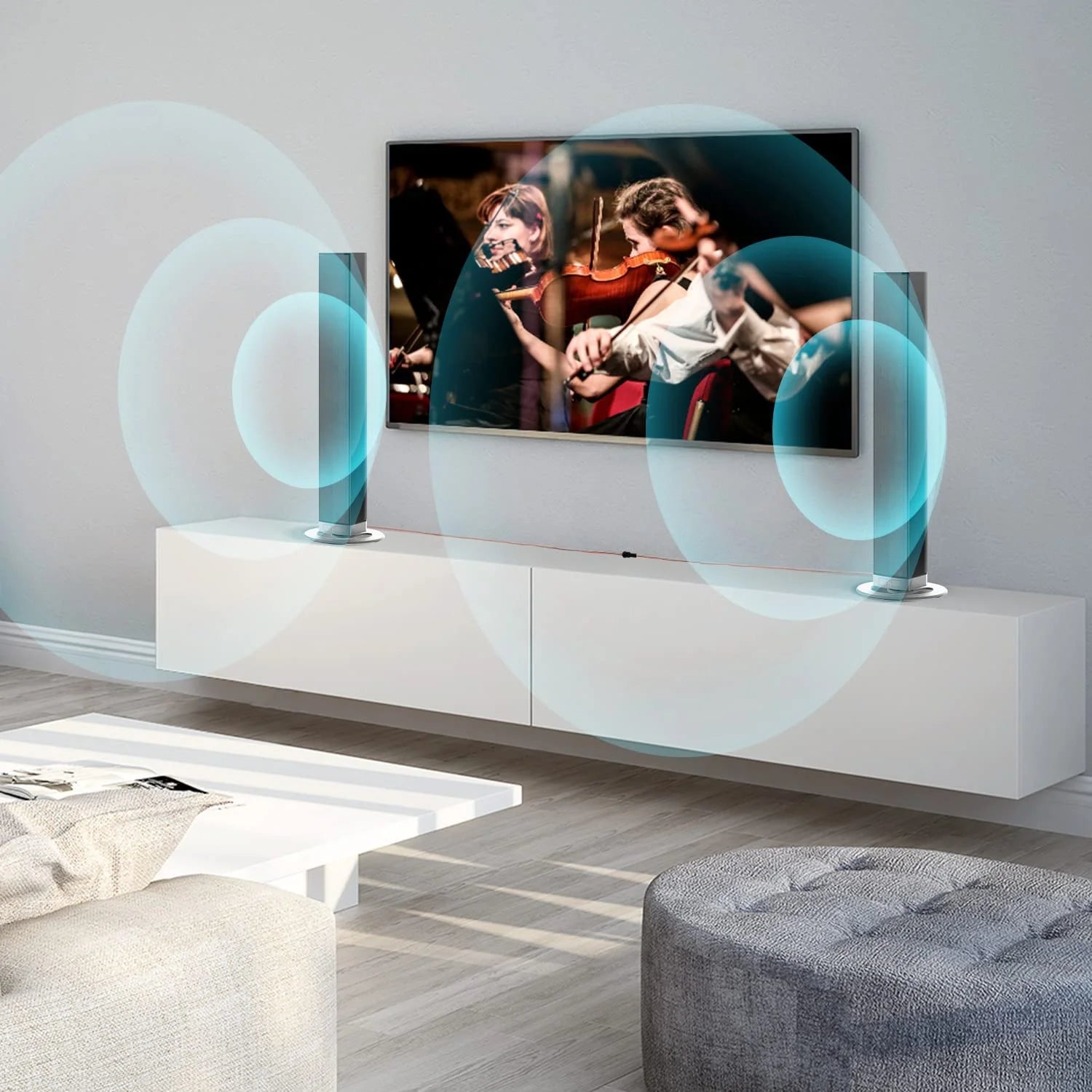 Bluetooth Sound Bar for TV, 50W Sound Bar with 4 Drivers and Remote Control, Home Audio TV Speakers Sound Bar with Arc/Optical/Aux Connect