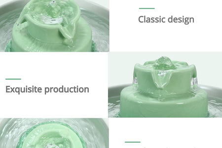 Ceramic Cat Water Fountain, 2.1L/71Oz Cupcake Cat Fountain for Dog and Cat Indoor, 2 Ultra Quiet Pumps (Green)