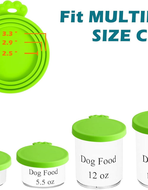 Load image into Gallery viewer, 5 Pack Silicone Pet Can Cover Lids, Universal Size for Dog Cat Food, 1 Fit 3 Standard Size Can Tops, BPA Free Dishwasher Safe (Blue, Green, Orange, Pink, Yellow)
