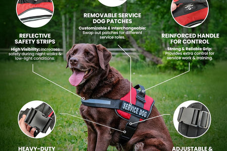 Service Dog Vest with Hook and Loop Straps and Handle - Harness Is Available in 8 Sizes from XXXS to XXL - Service Dog Harness Features Reflective Patch and Comfortable Mesh Design Bright Red