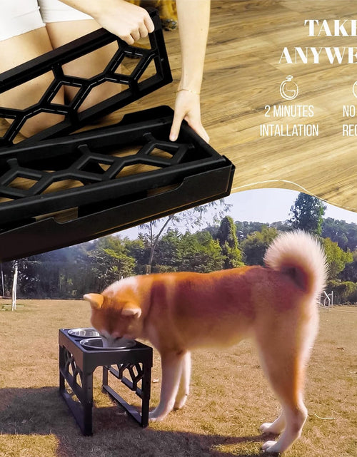 Load image into Gallery viewer, Elevated Dog Bowls, 4 Height Adjustable Stand for Medium and Large Dogs, Raised Dog Feeder Holder with 2 Stainless Steel Food and Water Bowls, Anti-Slip Base Tall Feeding Station
