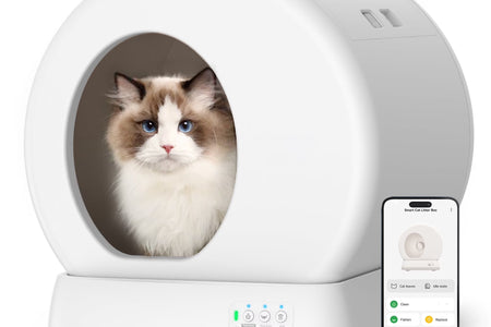 Self-Cleaning Cat Litter Box, Automatic Cat Litter Box with APP Control, Safety Sensors, Odor Isolation & Health Monitoring