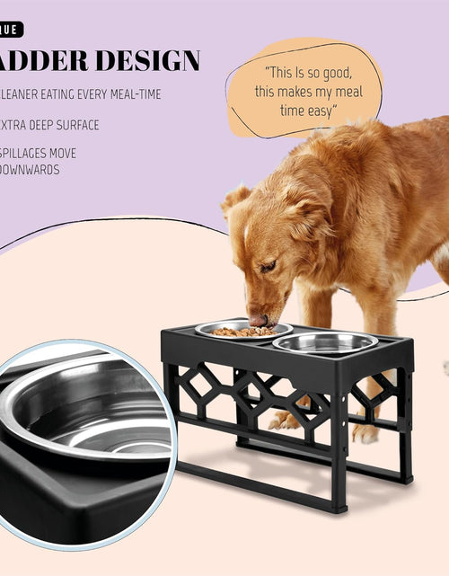 Load image into Gallery viewer, Elevated Dog Bowls, 4 Height Adjustable Stand for Medium and Large Dogs, Raised Dog Feeder Holder with 2 Stainless Steel Food and Water Bowls, Anti-Slip Base Tall Feeding Station
