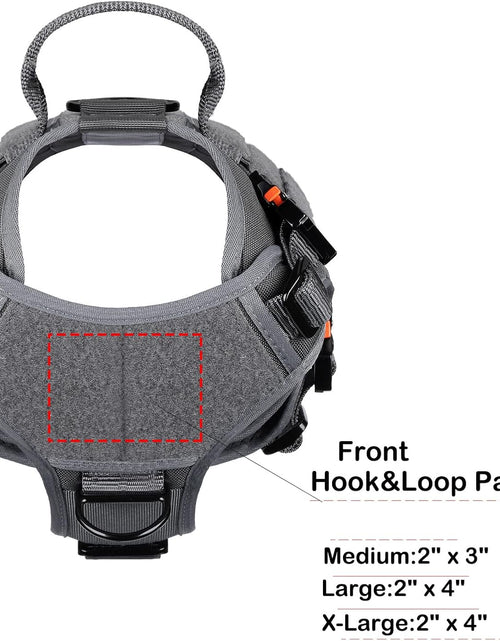 Load image into Gallery viewer, Tactical Dog Harness with 4X Metal Buckle,Dog MOLLE Vest with Handle,No Pulling Front Clip,Hook and Loop Panel for Dog Custom Patch (M (25"-30" Girth), Wolf Gray)
