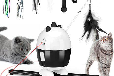 Cat Toys Interactive, Cat Light Toy and Cat Feather Toys 2 in 1, Recharge Cat Exercise Toys for Indoor Cats Automatic Cat Toys Interactive for Kitten