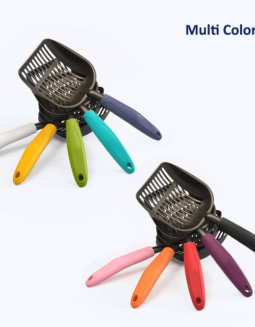 Load image into Gallery viewer, Cat Litter Scoop, Non-Stick Plated Aluminum Alloy Sifter, Kitty Durable Metal Scooper, Deep Shovel, Long Handle, Kitten Pooper Lifter, Size Large, Coated Black Body with Black Handle
