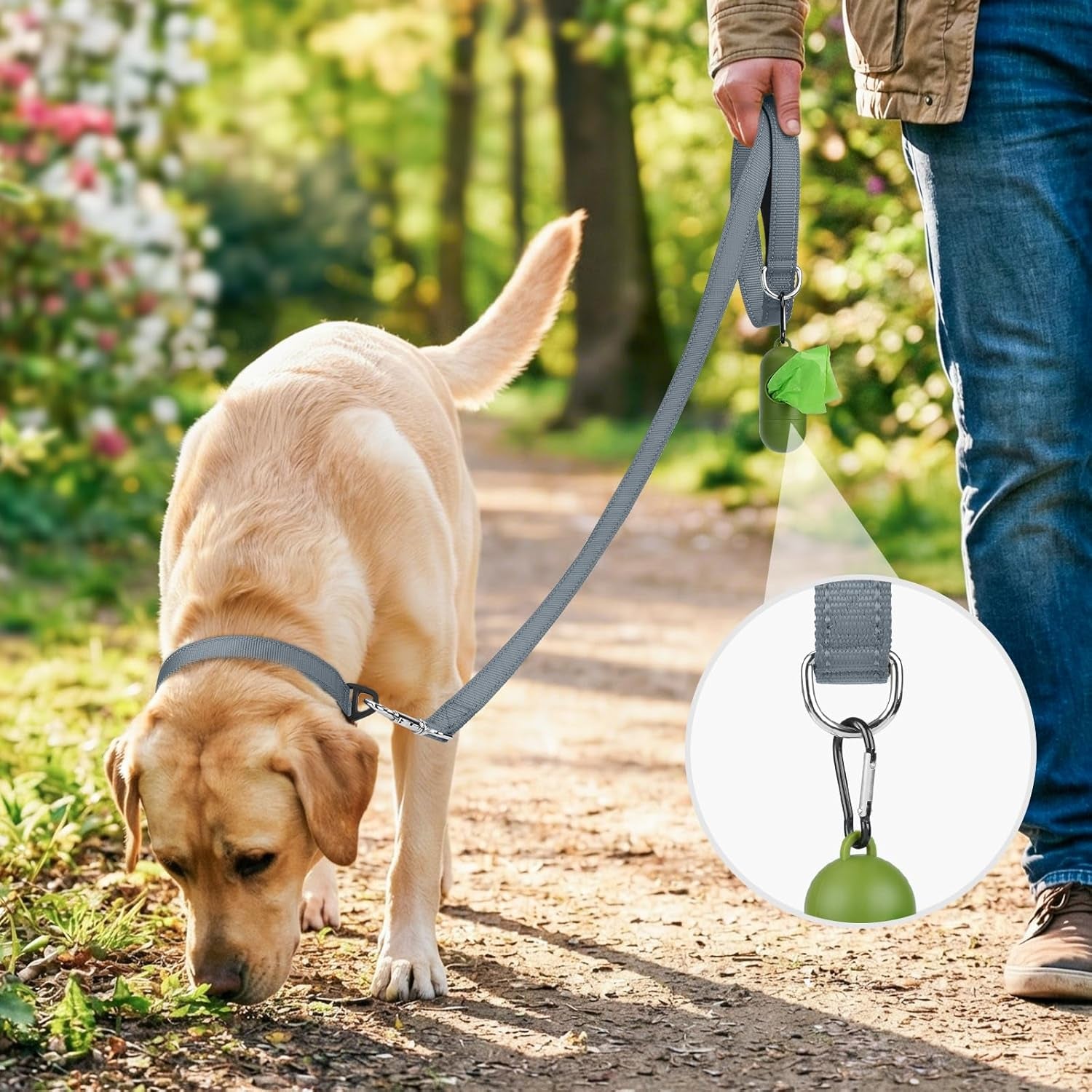 Dog Leash, 5 FT Double-Sided Reflective, Padded Handle Nylon Heavy Duty Leashes for Small Dogs Walking, Grey