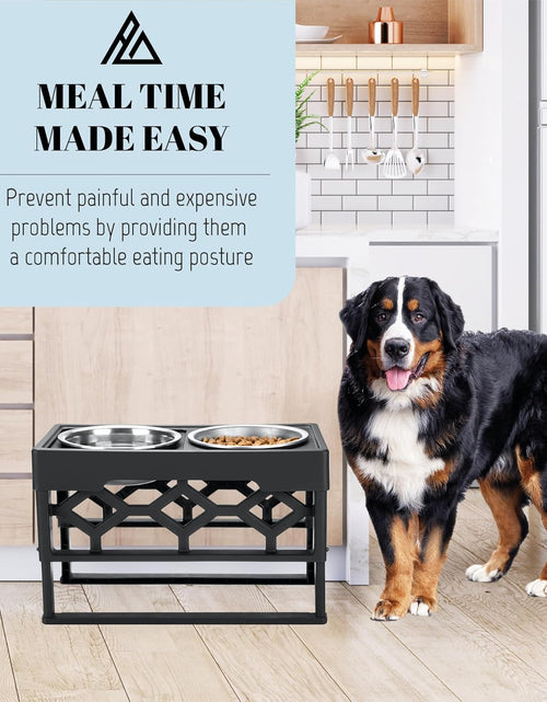 Load image into Gallery viewer, Elevated Dog Bowls, 4 Height Adjustable Stand for Medium and Large Dogs, Raised Dog Feeder Holder with 2 Stainless Steel Food and Water Bowls, Anti-Slip Base Tall Feeding Station
