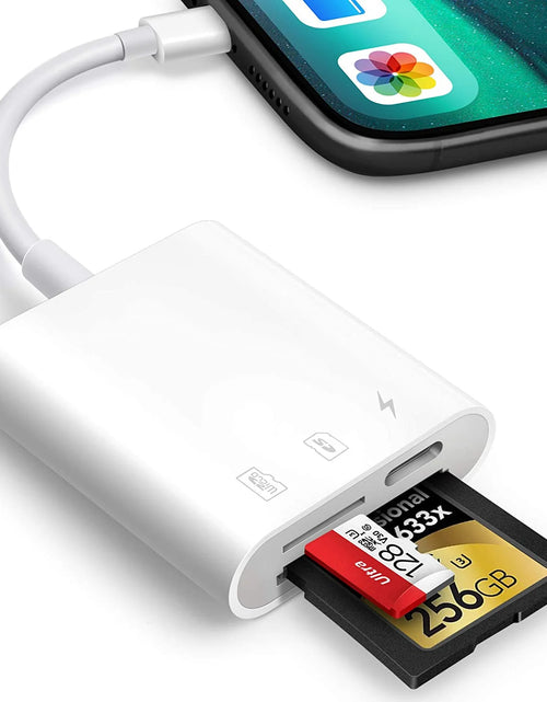 Load image into Gallery viewer, Lector De Tarjetas SD Para Iphone Ipad, Cámara De Juego Trail Micro SD Lector De Tarjetas, Cámaras Réflex Lector De Tarjetas SD Con Doble Ranura, Adaptador De Tarjeta De Memoria Para Fotografía, Plug and Play
