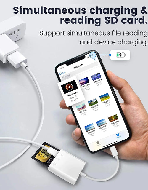 Load image into Gallery viewer, Lector De Tarjetas SD Para Iphone Ipad, Cámara De Juego Trail Micro SD Lector De Tarjetas, Cámaras Réflex Lector De Tarjetas SD Con Doble Ranura, Adaptador De Tarjeta De Memoria Para Fotografía, Plug and Play
