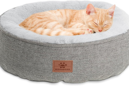 Cat Beds for Indoor Cats,Kitten Bed,Dog Bed for Extra Small Dogs Breeds,Puppy Kennel Bed, Comfy Durable Pet Sleeping Bed, Washable Roun Cat Bed & Non-Slip Bottom, Size 18"L X 18"W X 6.5"Th