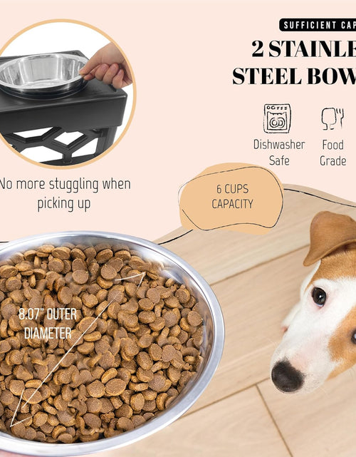 Load image into Gallery viewer, Elevated Dog Bowls, 4 Height Adjustable Stand for Medium and Large Dogs, Raised Dog Feeder Holder with 2 Stainless Steel Food and Water Bowls, Anti-Slip Base Tall Feeding Station
