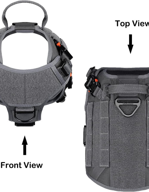 Load image into Gallery viewer, Tactical Dog Harness with 4X Metal Buckle,Dog MOLLE Vest with Handle,No Pulling Front Clip,Hook and Loop Panel for Dog Custom Patch (M (25"-30" Girth), Wolf Gray)
