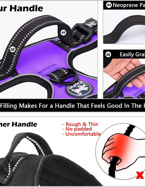 Load image into Gallery viewer, No Pull Dog Harness, No Choke Front Clip Dog Reflective Harness, Adjustable Soft Padded Pet Vest with Easy Control Handle for Small to Large Dogs(Purple,M)
