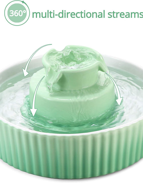 Load image into Gallery viewer, Ceramic Cat Water Fountain, 2.1L/71Oz Cupcake Cat Fountain for Dog and Cat Indoor, 2 Ultra Quiet Pumps (Green)
