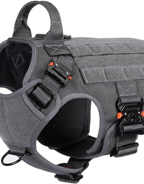 Load image into Gallery viewer, Tactical Dog Harness with 4X Metal Buckle,Dog MOLLE Vest with Handle,No Pulling Front Clip,Hook and Loop Panel for Dog Custom Patch (M (25"-30" Girth), Wolf Gray)

