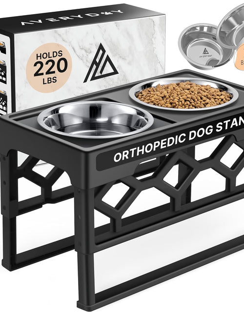 Load image into Gallery viewer, Elevated Dog Bowls, 4 Height Adjustable Stand for Medium and Large Dogs, Raised Dog Feeder Holder with 2 Stainless Steel Food and Water Bowls, Anti-Slip Base Tall Feeding Station
