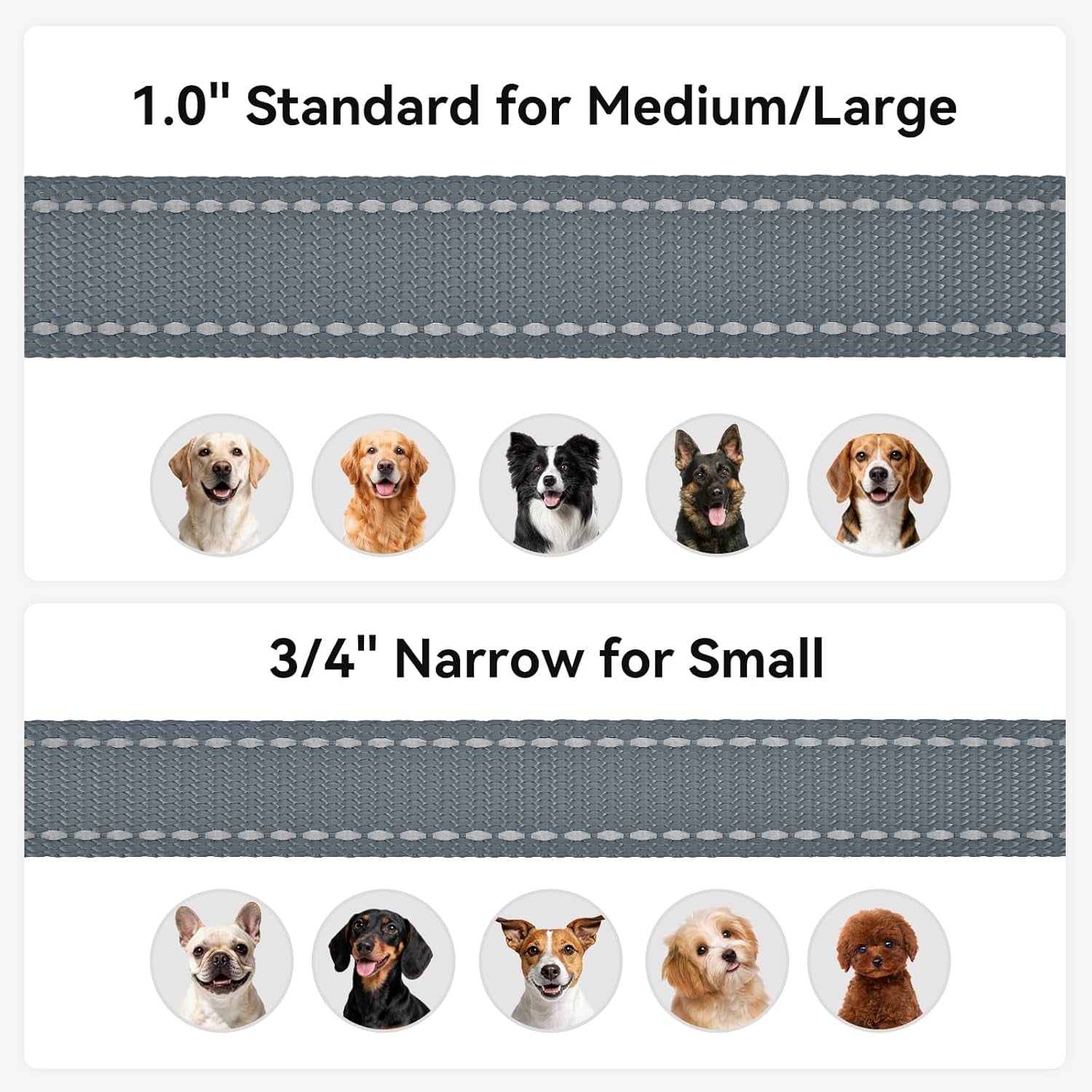 Dog Leash, 5 FT Double-Sided Reflective, Padded Handle Nylon Heavy Duty Leashes for Small Dogs Walking, Grey